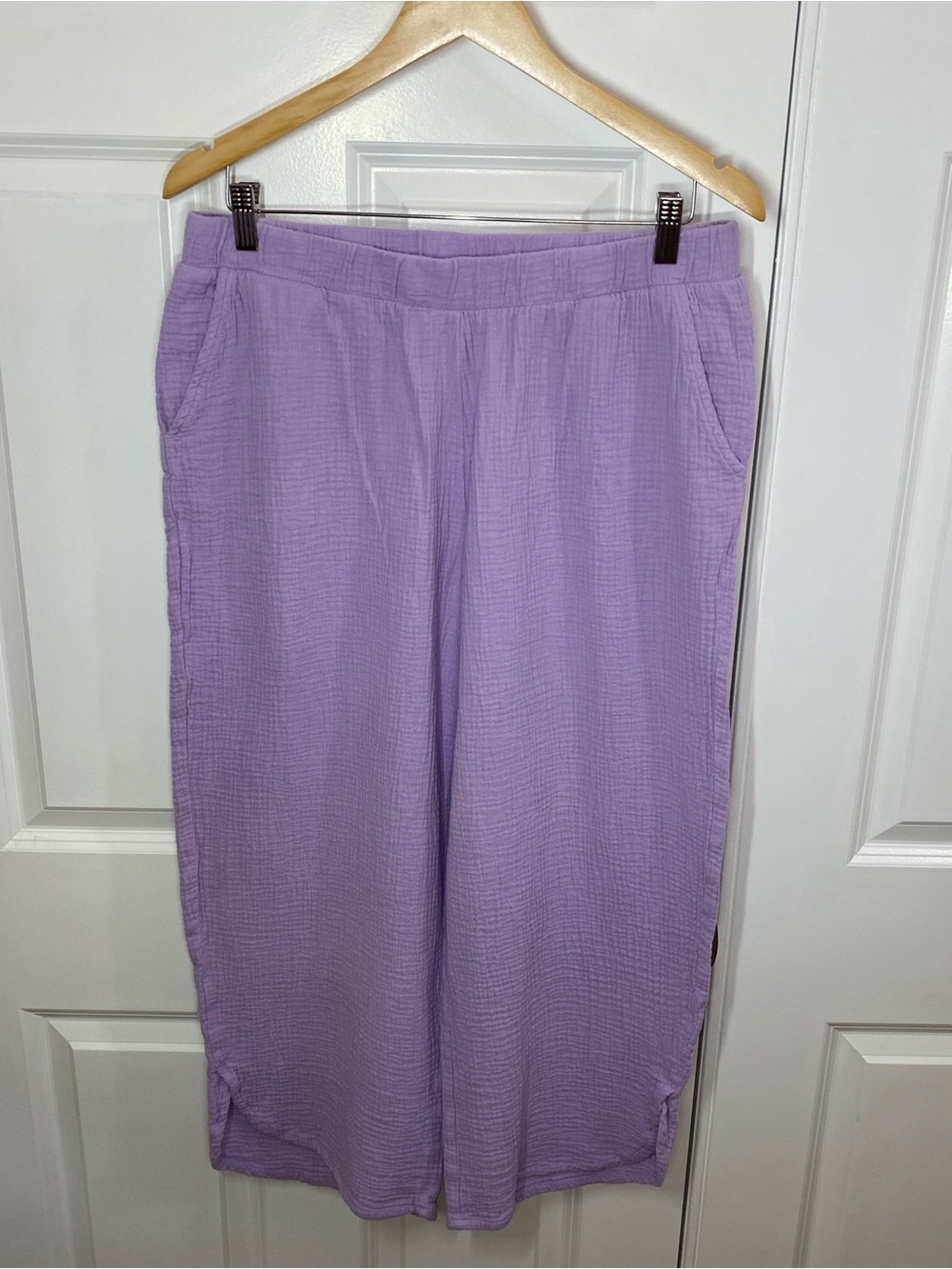 LOGO by Lori Goldstein Lavender Gauze Wide-Leg Pants